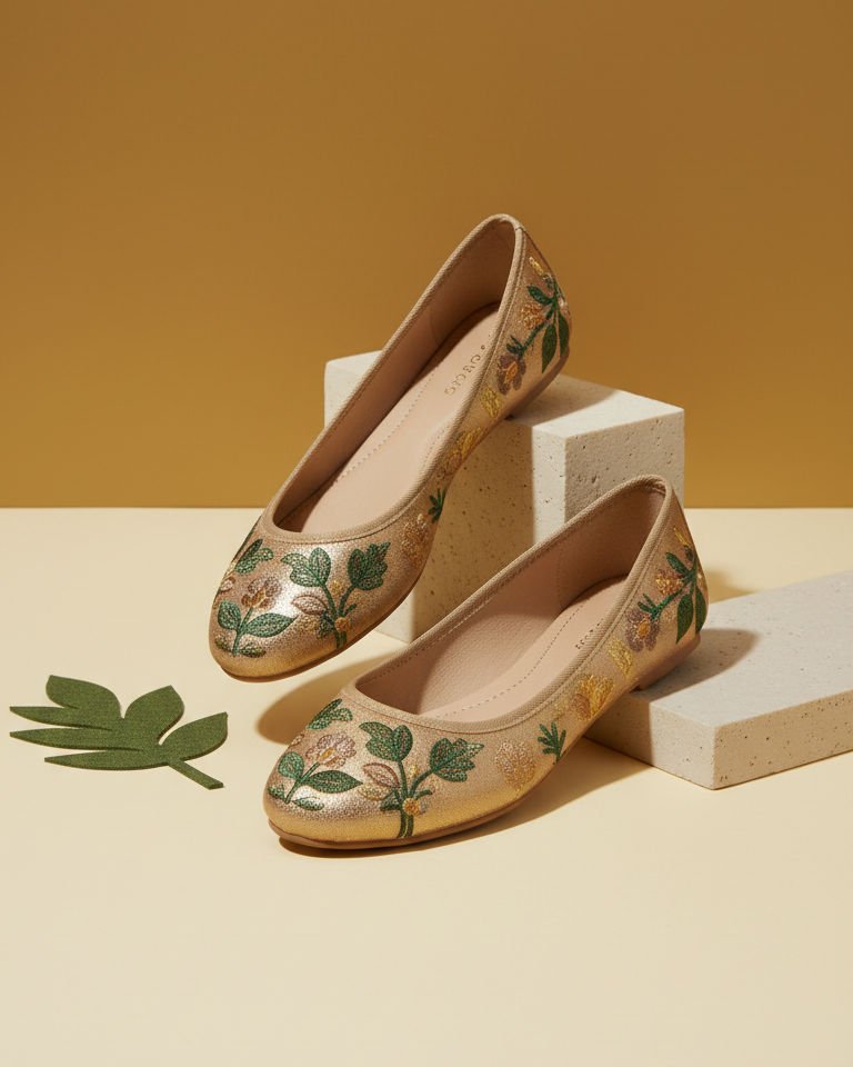 Ballerine Desert Gold cuir doré